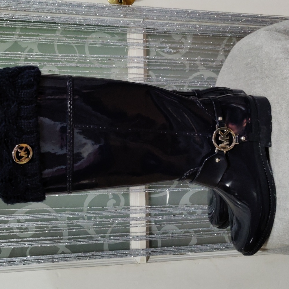 Michael Kors rain/snow boot size 71/2 navy blue true to size knee high - Picture 2 of 9